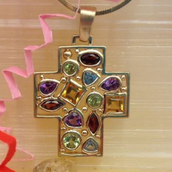 10K Yellow Gold Multi-Gemstone Pendant